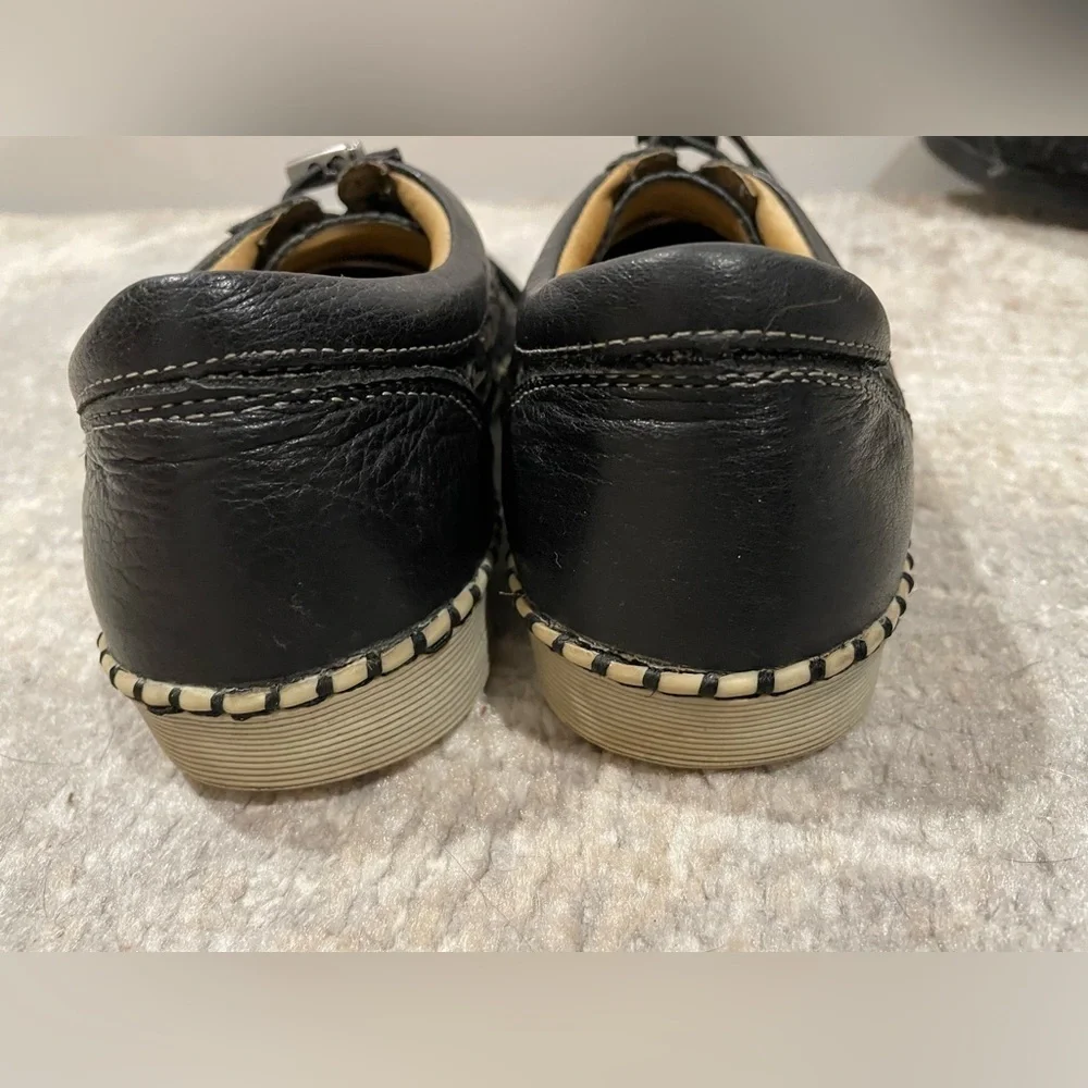 Biza Athena Leather Cut Out Black Lace Up Shoes Women's Size 39 US 8- 8.5